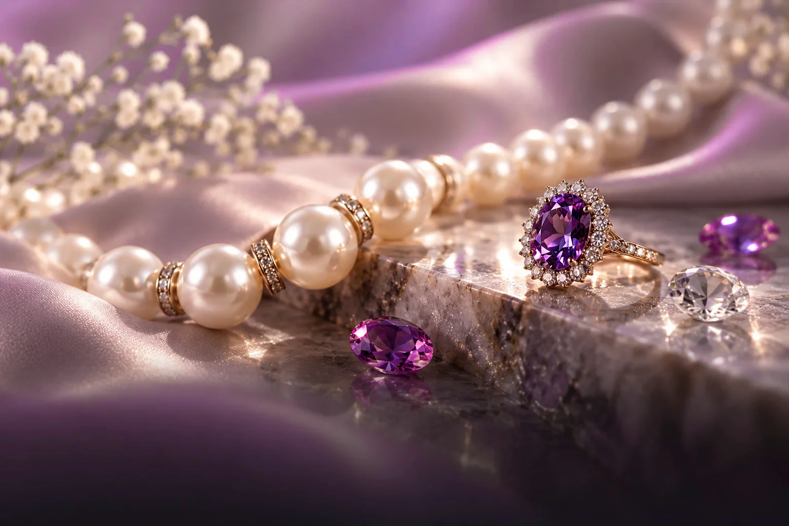 Pearls and gemstones